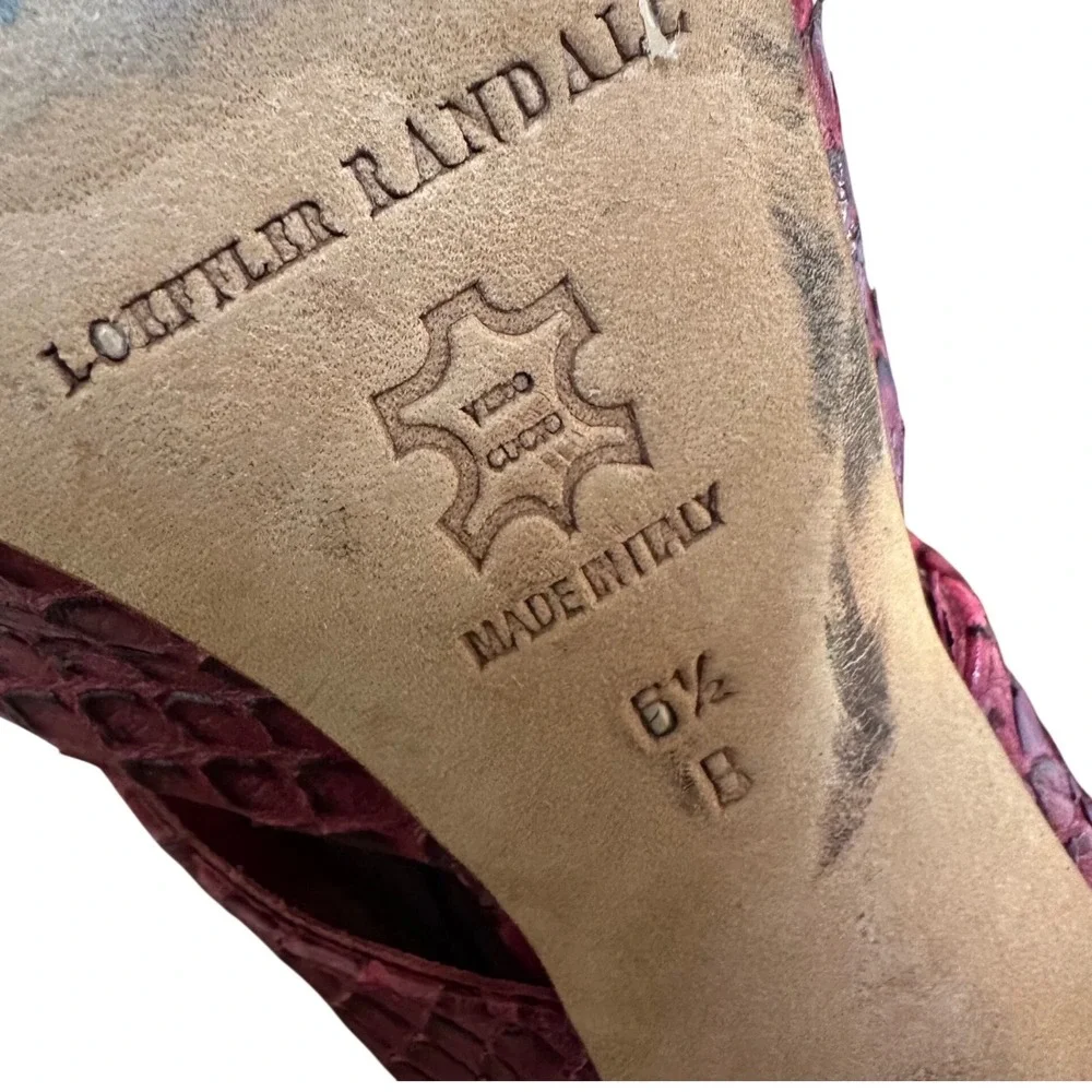 Loeffler Randall Burgundy Snakeskin‎ Embossed Leather Shooties Heels Size 6.5B
